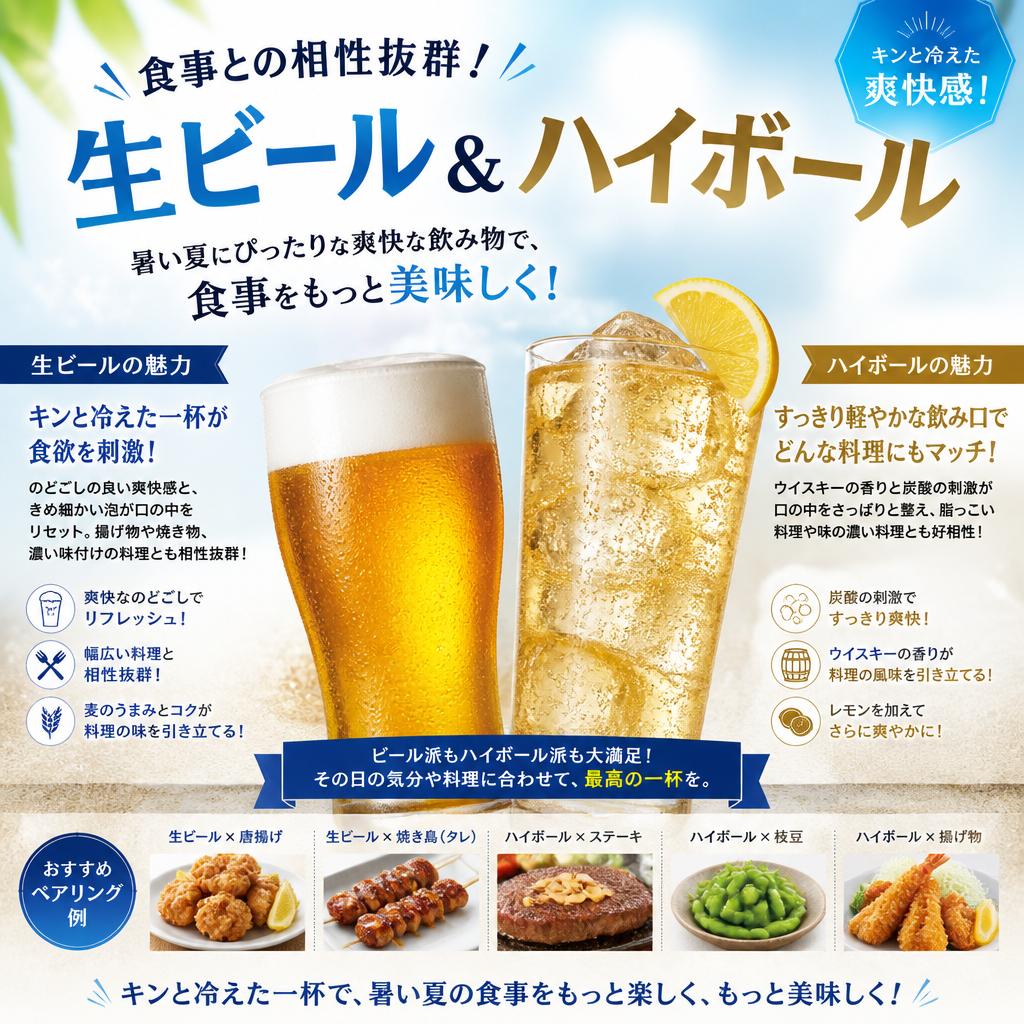 生ビールとハイボールで乾杯！