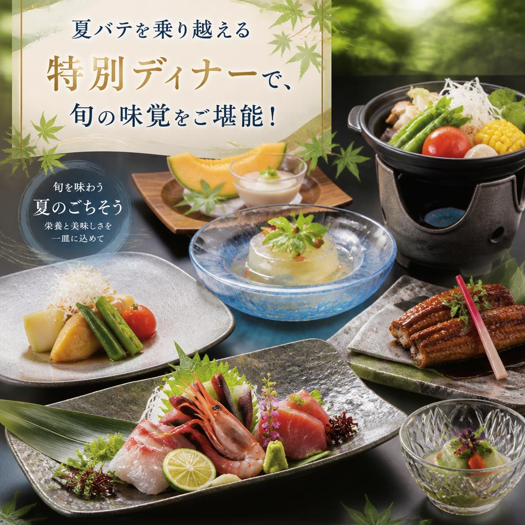 夏バテを乗り越える特別ディナーで、旬の味覚をご堪能！