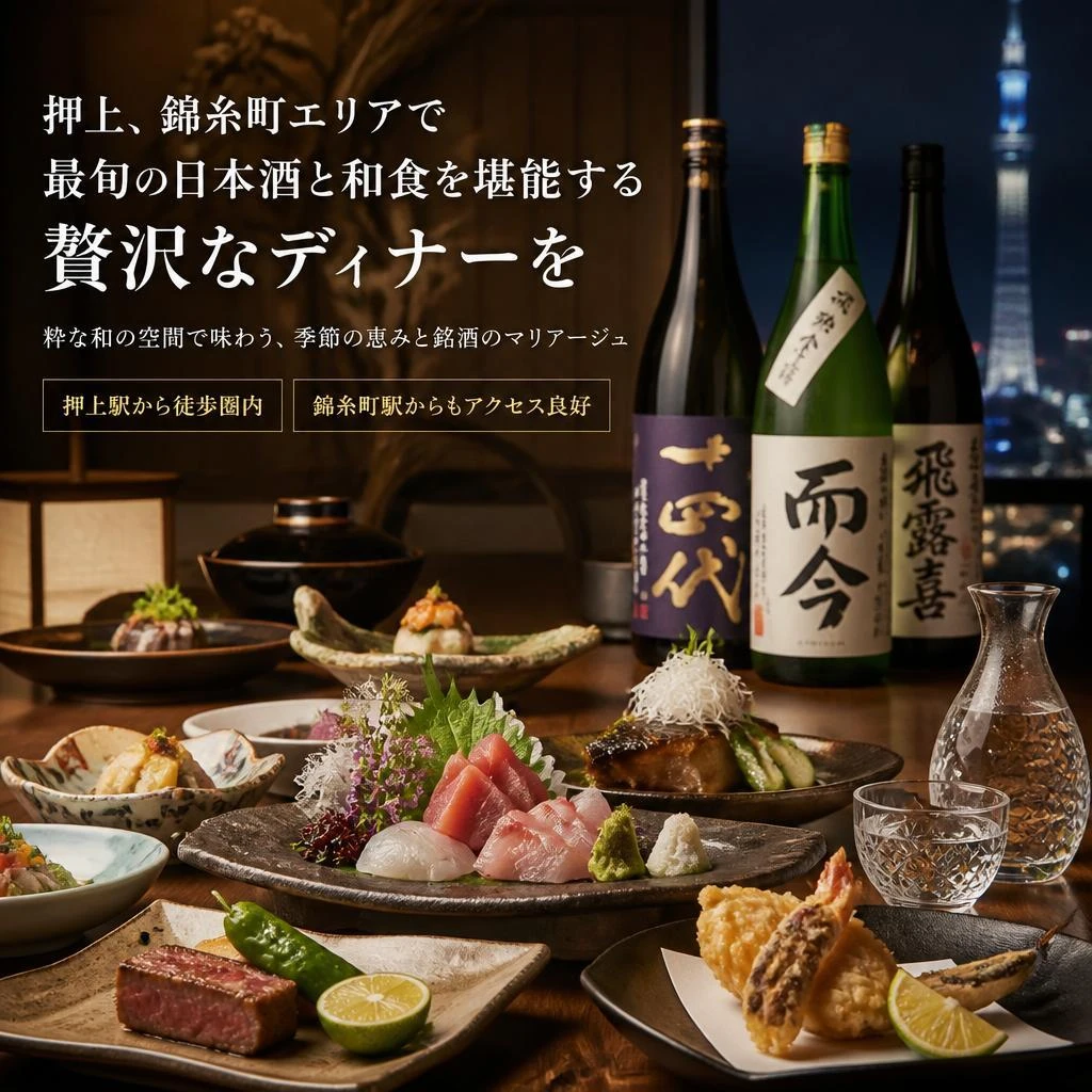 押上、錦糸町エリアで最旬の日本酒と和食を堪能する贅沢なディナーを
